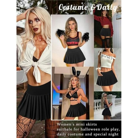 Womens Y2K Pleated Mini Skirt High Waist Cheer Tennis Skirt Casual Cute - Picture 2 of 6